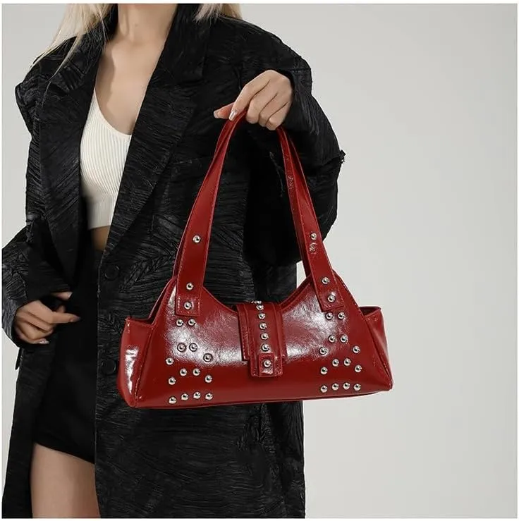 Streetwear 90s Studded Purse Fall Vintage 2000s Suede Purses Cute Y2k Shoulder Bag