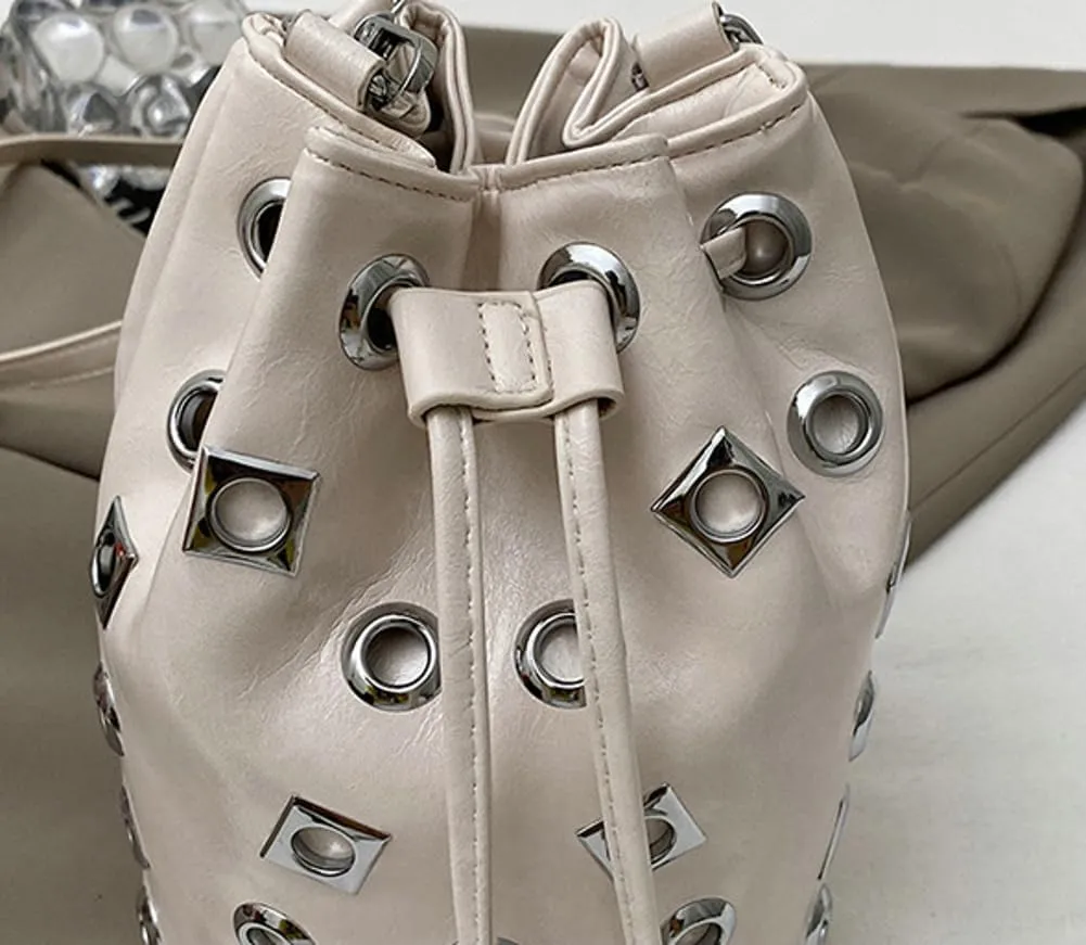 Studded Bucket Bags and Drawstring Crossbody Purse for Women Hobo Bag Y2K Trendy Crossbody Bucket Handbags 2025