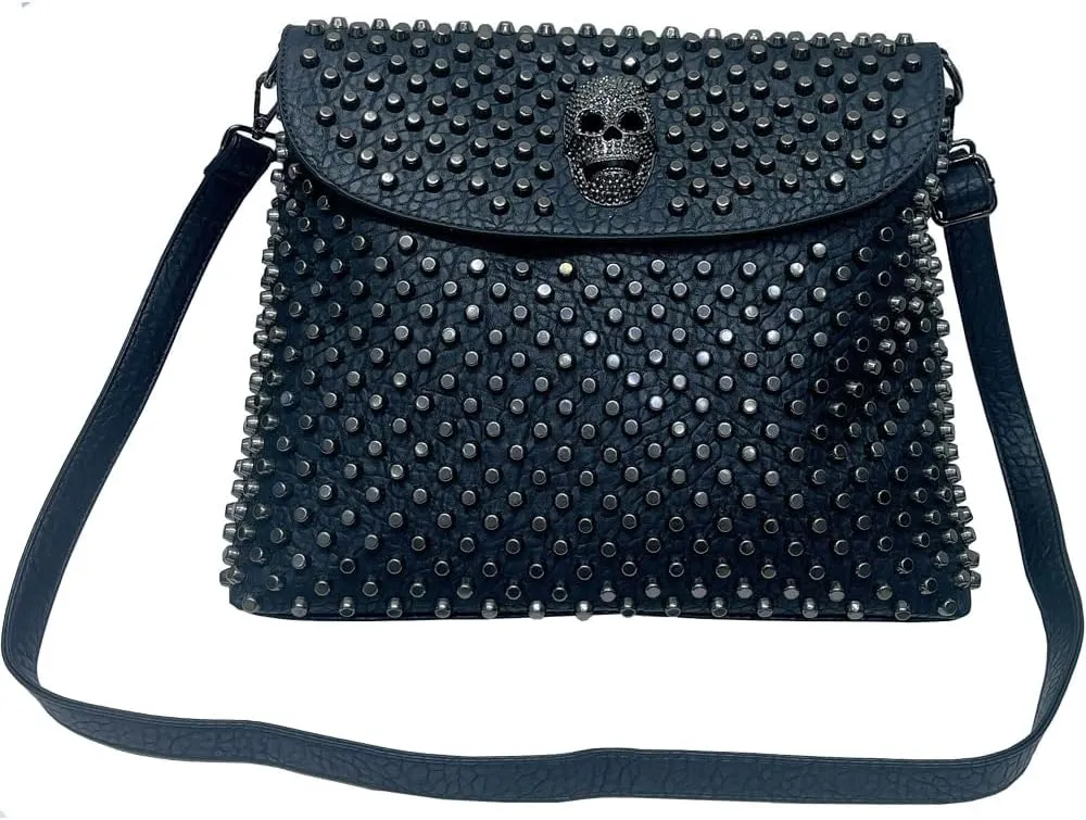 Studded Handbags Women Skull Tote Bag Vegan Leather Punk Shoulder Bags Rivet Backpack Purse Bucket Bag Satchel Style Handbags