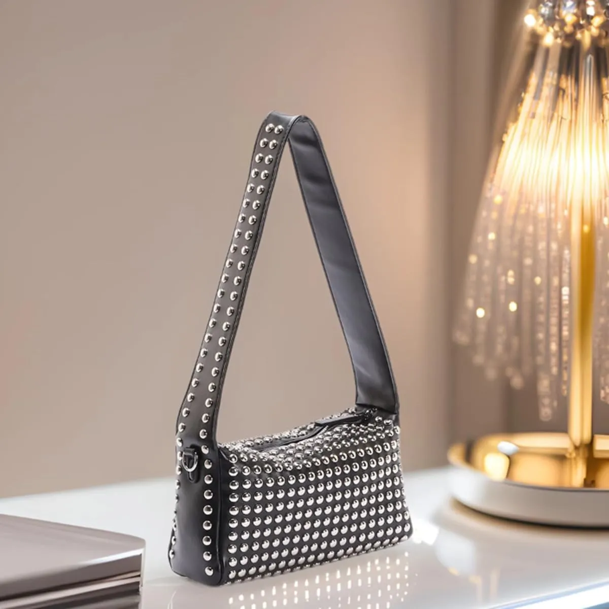 Studded Purse Cute Y2k Shoulder Bag Fall Vintage 2000s Trendy Purses for Women 2024 Streetwear 90s