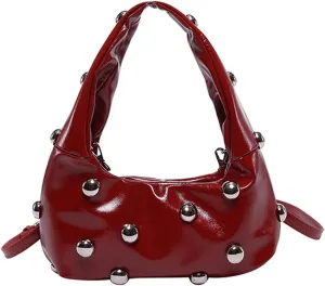Studded Purses Black Y2k Purse Studded Handbags for Women Small Studded Leather Shoulder Bag Punk Purses Fall Purse