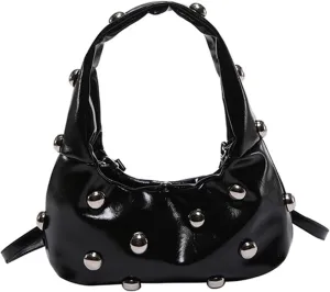 Studded Purses Black Y2k Purse Studded Handbags for Women Small Studded Leather Shoulder Bag Punk Purses Fall Purse