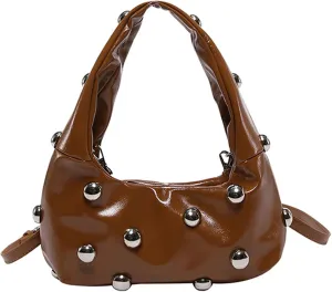 Studded Purses Black Y2k Purse Studded Handbags for Women Small Studded Leather Shoulder Bag Punk Purses Fall Purse