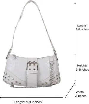 Studded Purses Y2k Small Shoulder Bag 90s Punk Women Vegan Leather Designer Handbags Streetwear 2000s