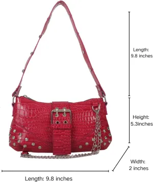 Studded Purses Y2k Small Shoulder Bag 90s Punk Women Vegan Leather Designer Handbags Streetwear 2000s