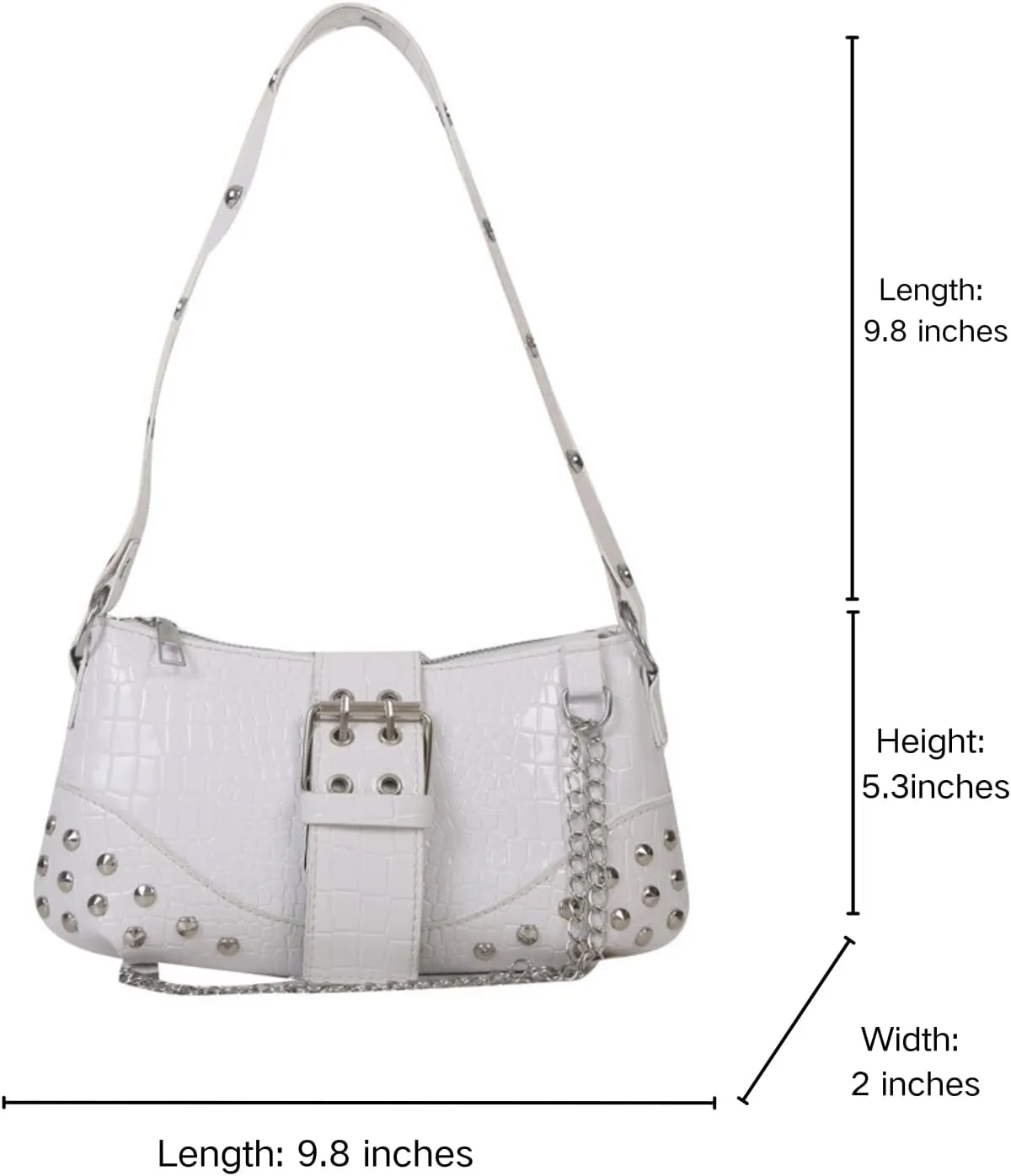 Studded Purses Y2k Small Shoulder Bag 90s Punk Women Vegan Leather Designer Handbags Streetwear 2000s