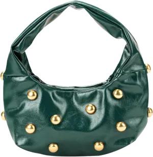 Studded Shoulder Bag for Women Y2k Retro Small Leather Hobo Handbag Handmade Rivet Purse