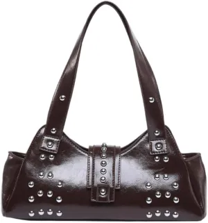 Studded Shoulder Purse 2000s Fall Vintage Streetwear Y2k Cute Shoulder Bag 90s Red Leather Purse