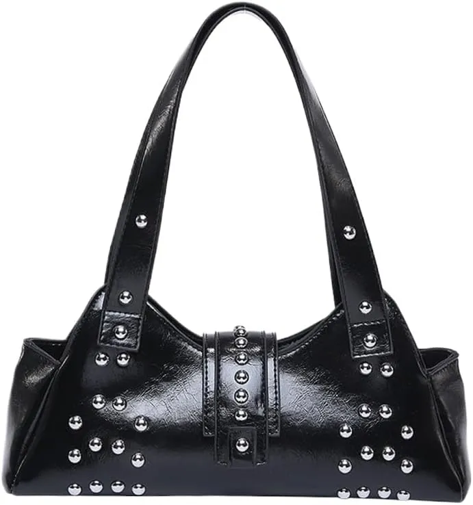Studded Shoulder Purse 2000s Fall Vintage Streetwear Y2k Cute Shoulder Bag 90s Red Leather Purse