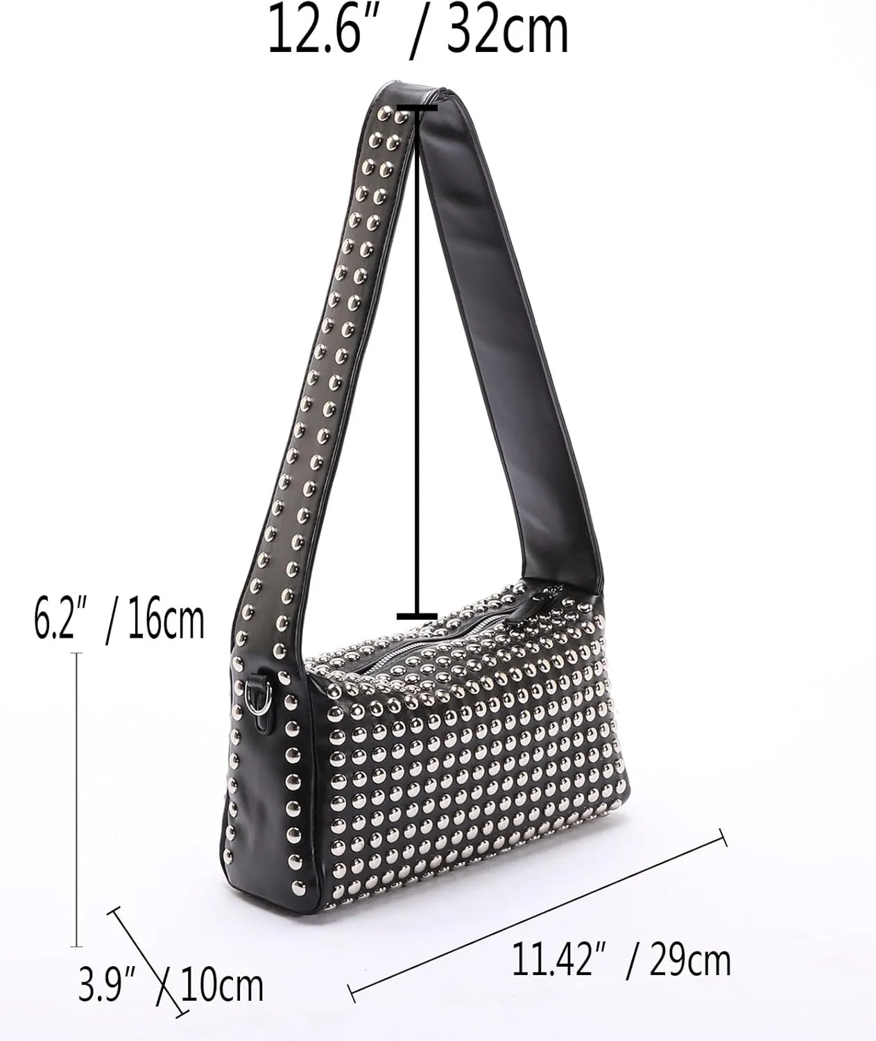 Studded Shoulder Purse 2000s Fall Vintage Streetwear Y2k Cute Shoulder Bag 90s Red Leather Purse
