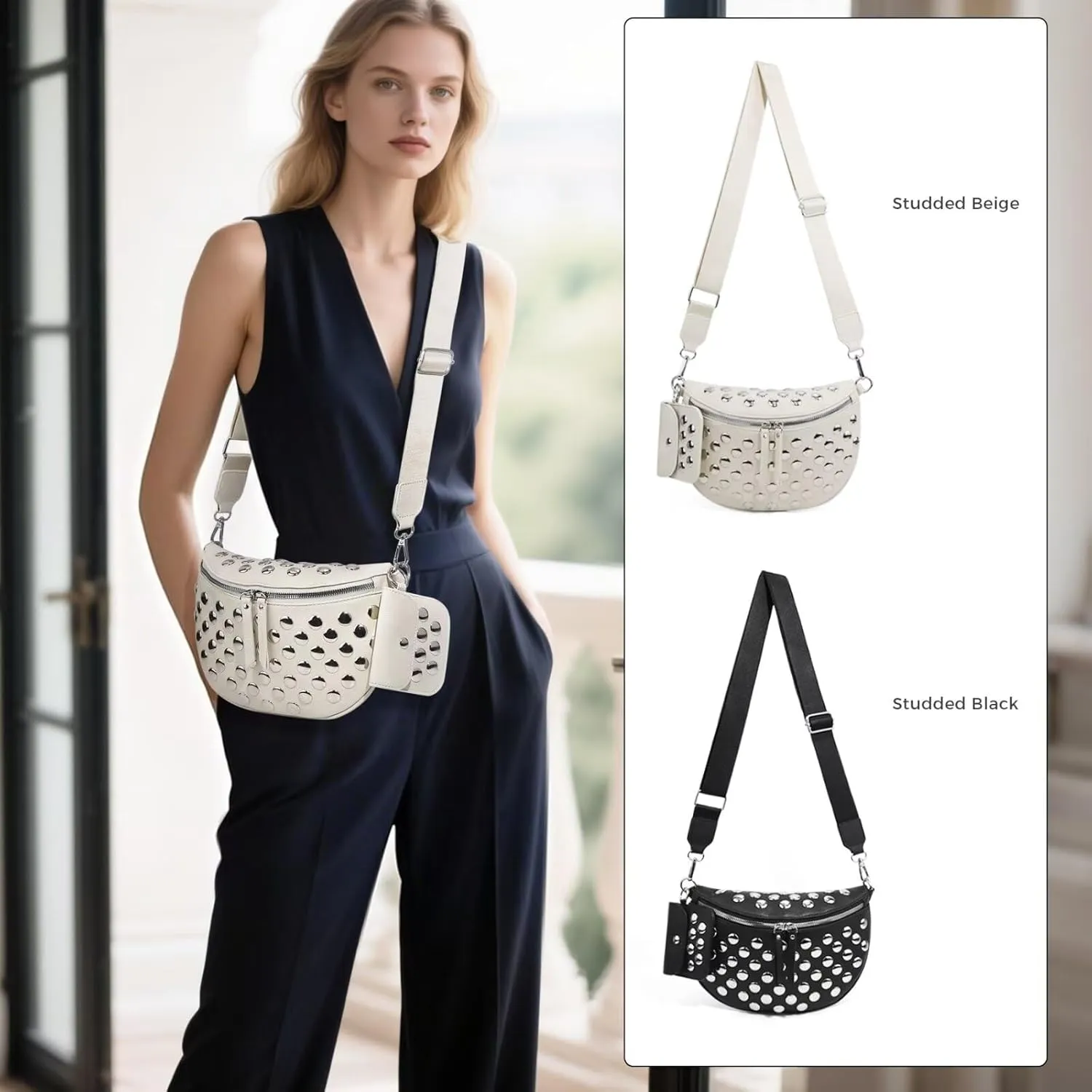 Stylish Crossbody Shoulder Bags for Women,Checkered Waist Packs with Adjustable Strap,PU Leather Belt Bag for Travel