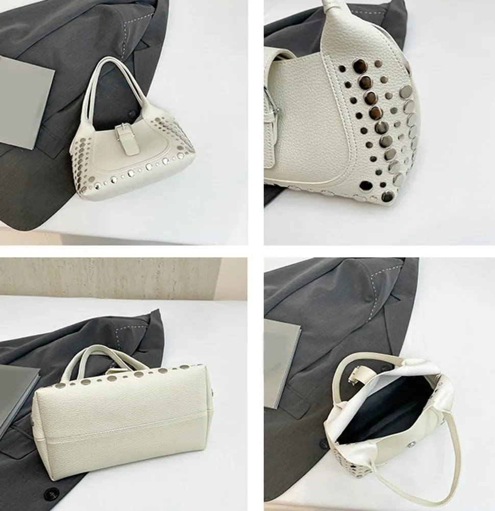 Stylish Hobo Bags for Women Studded Rivet Tote Bags for Women Underarm Shoulder Bag Bucket Handbag Trendy Purse Travel Work