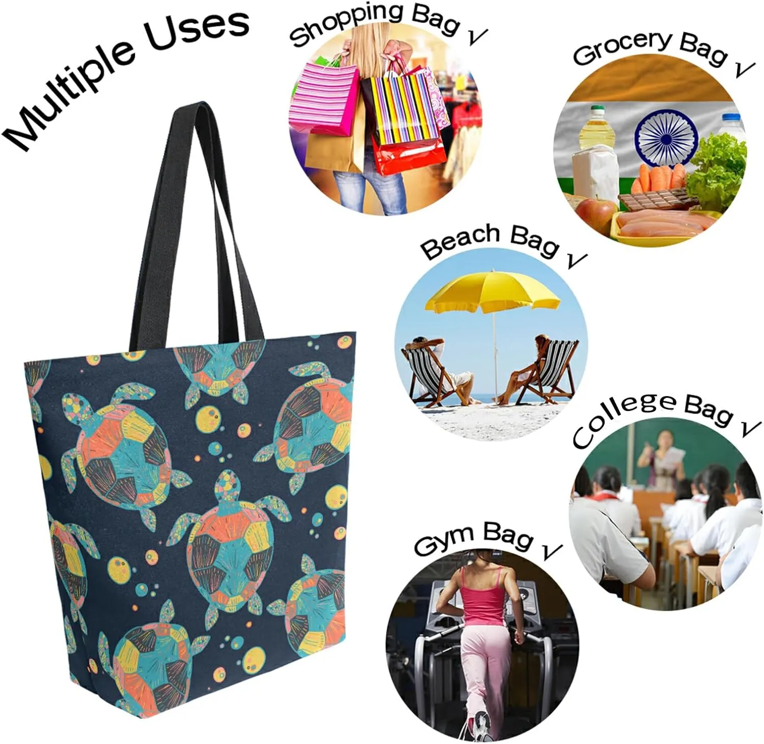 SUABO Tote Bag Reusable Grocery Bags Women Canvas Shopping Bag for Outdoor