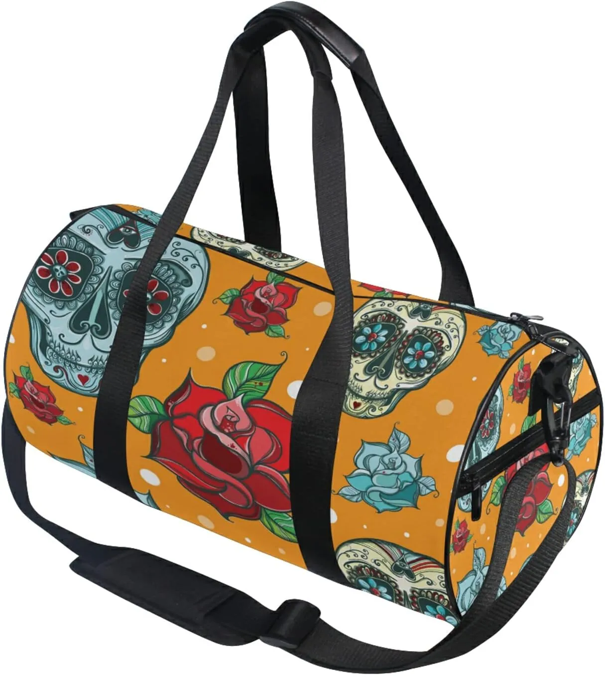 Sugar Skull and Roses Duffel Bag,Canvas Travel Bag for Gym Sports and Overnight