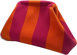 Summer Stripe Crochet Bags Clutch for Women Beach Woven Color Block Dumpling Bags Purse