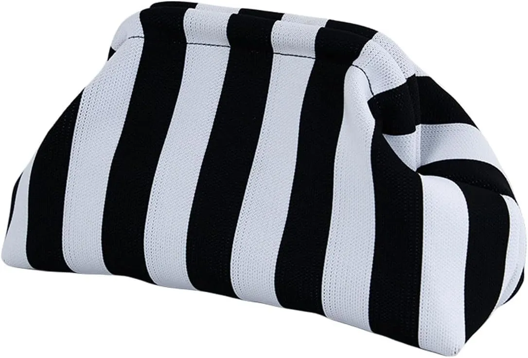 Summer Stripe Crochet Bags Clutch for Women Beach Woven Color Block Dumpling Bags Purse