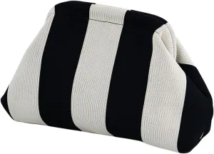 Summer Stripe Crochet Bags Clutch for Women Beach Woven Color Block Dumpling Bags Purse