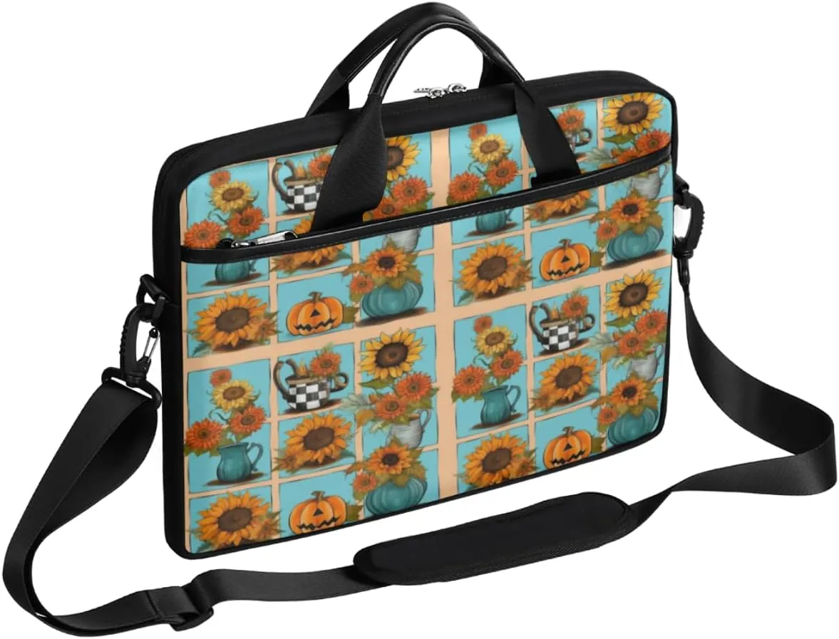 Sunflower Kettles Pumpkin Laptop Bag for Men Women 13-15 Inch Case Bags Sleeve Shoulder with Anti Slip Removable