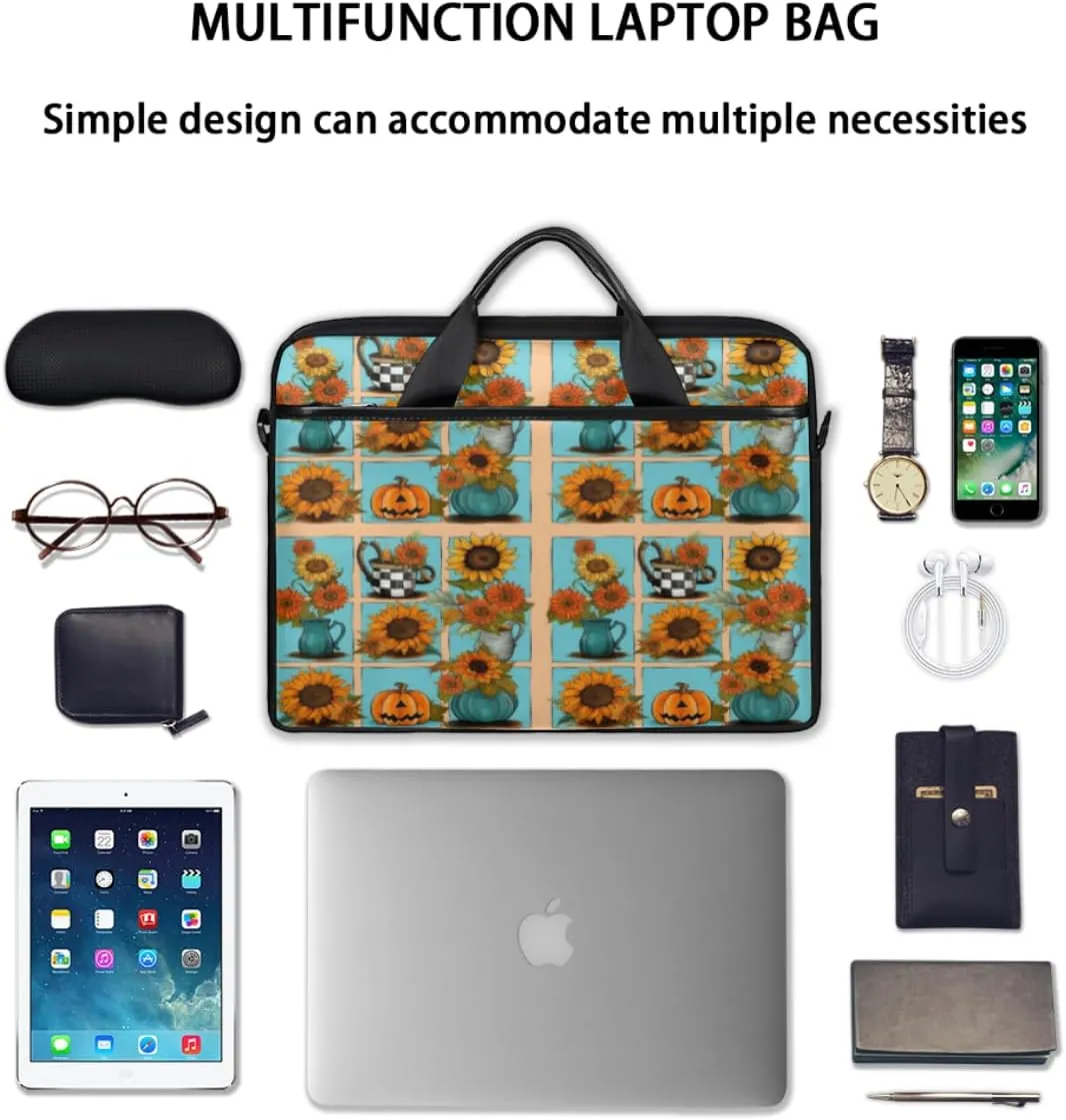 Sunflower Kettles Pumpkin Laptop Bag for Men Women 13-15 Inch Case Bags Sleeve Shoulder with Anti Slip Removable