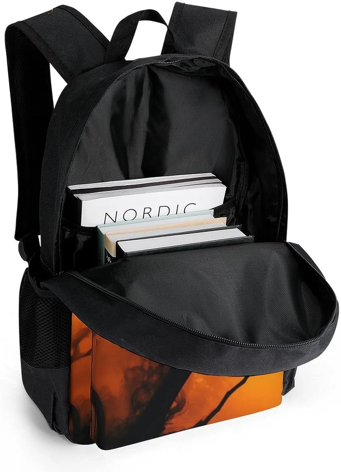 Supdreamc Daypack Anti-Theft Multipurpose Large Capacity Shoulder Bag - Full Moon Goth Gothic Crow Raven Bird Travel Hiking & Camping Rucksack With Smooth Zippers