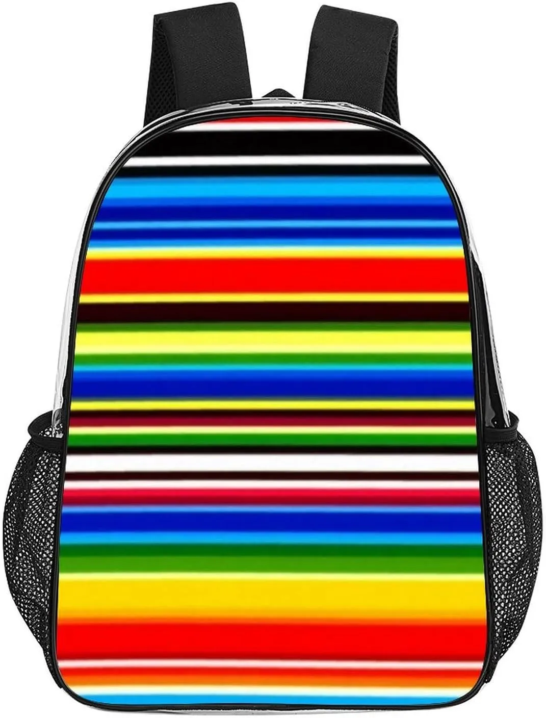 Supdreamc Men & Women Transparent Mexican Blanket Stripes Backpack Large Capacity Bookbag With Smooth Zippers for Climbing Picnic Bicycle