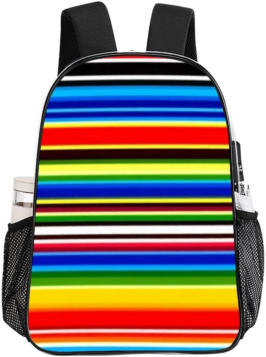 Supdreamc Men & Women Transparent Mexican Blanket Stripes Backpack Large Capacity Bookbag With Smooth Zippers for Climbing Picnic Bicycle