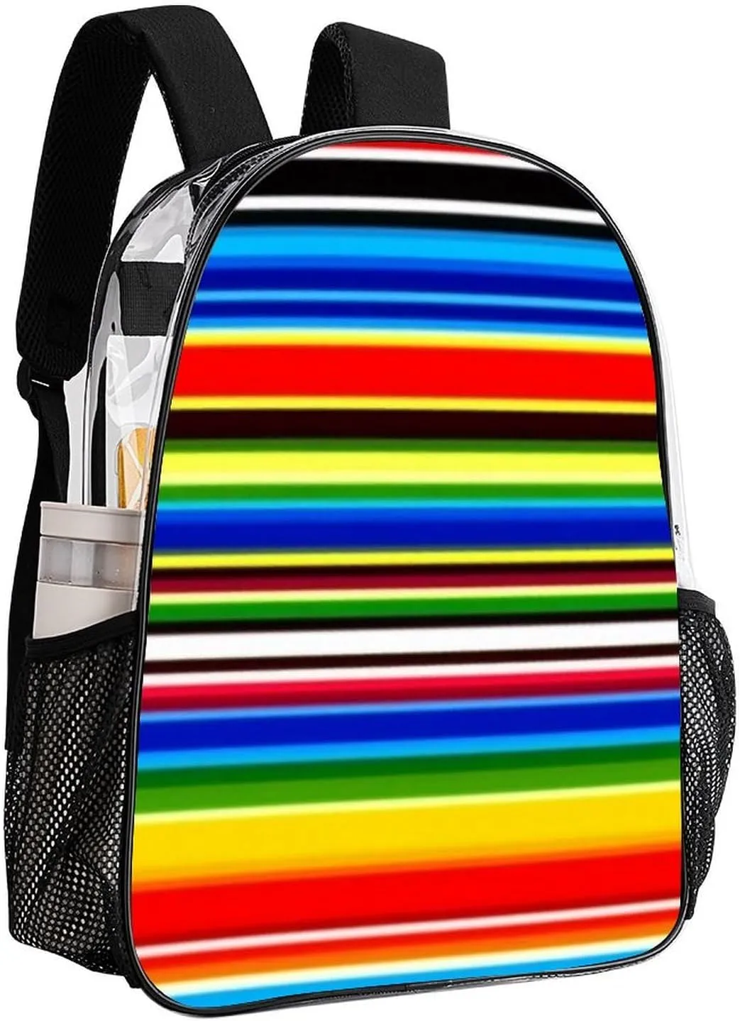 Supdreamc Men & Women Transparent Mexican Blanket Stripes Backpack Large Capacity Bookbag With Smooth Zippers for Climbing Picnic Bicycle