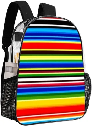 Supdreamc Men & Women Transparent Mexican Blanket Stripes Backpack Large Capacity Bookbag With Smooth Zippers for Climbing Picnic Bicycle
