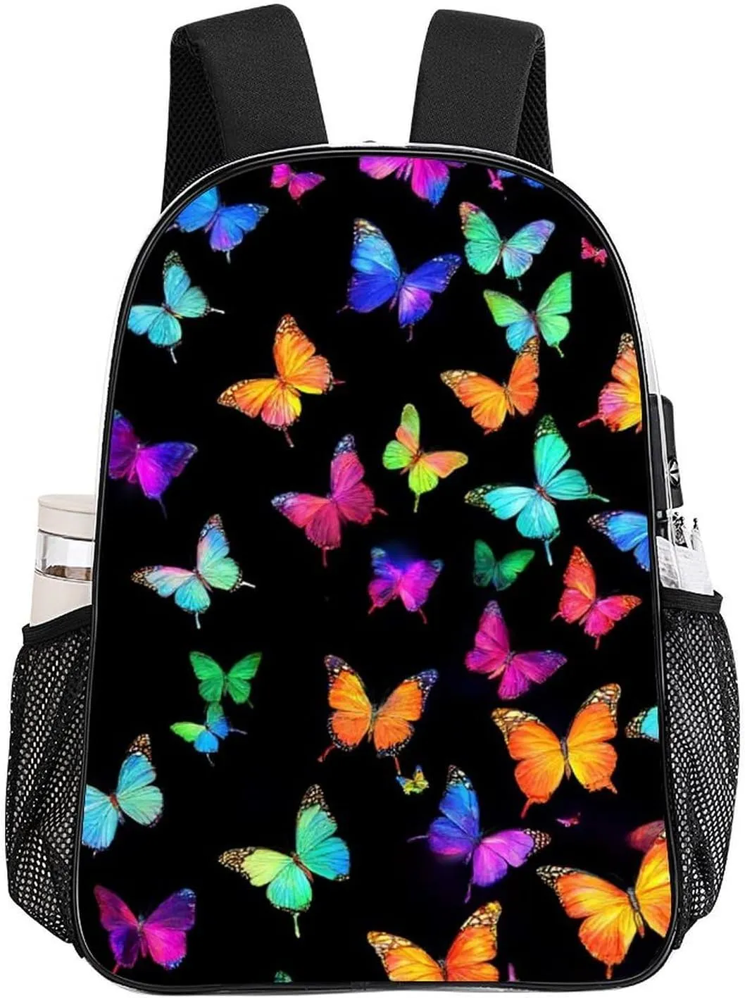Supdreamc Men Women Lightweight Colorful Orange Monarch Butterfly Casual Daypack Big Capacity Bookbag Transparent Bag for Gym Travel Walking Cycling