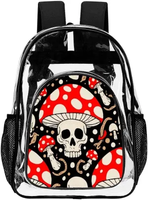 Supdreamc Men Women Lightweight Cool Skulls Mushroom Art Backpack Large Capacity Carry On Bag Transparent Bag for Sports Work Walking Cycling