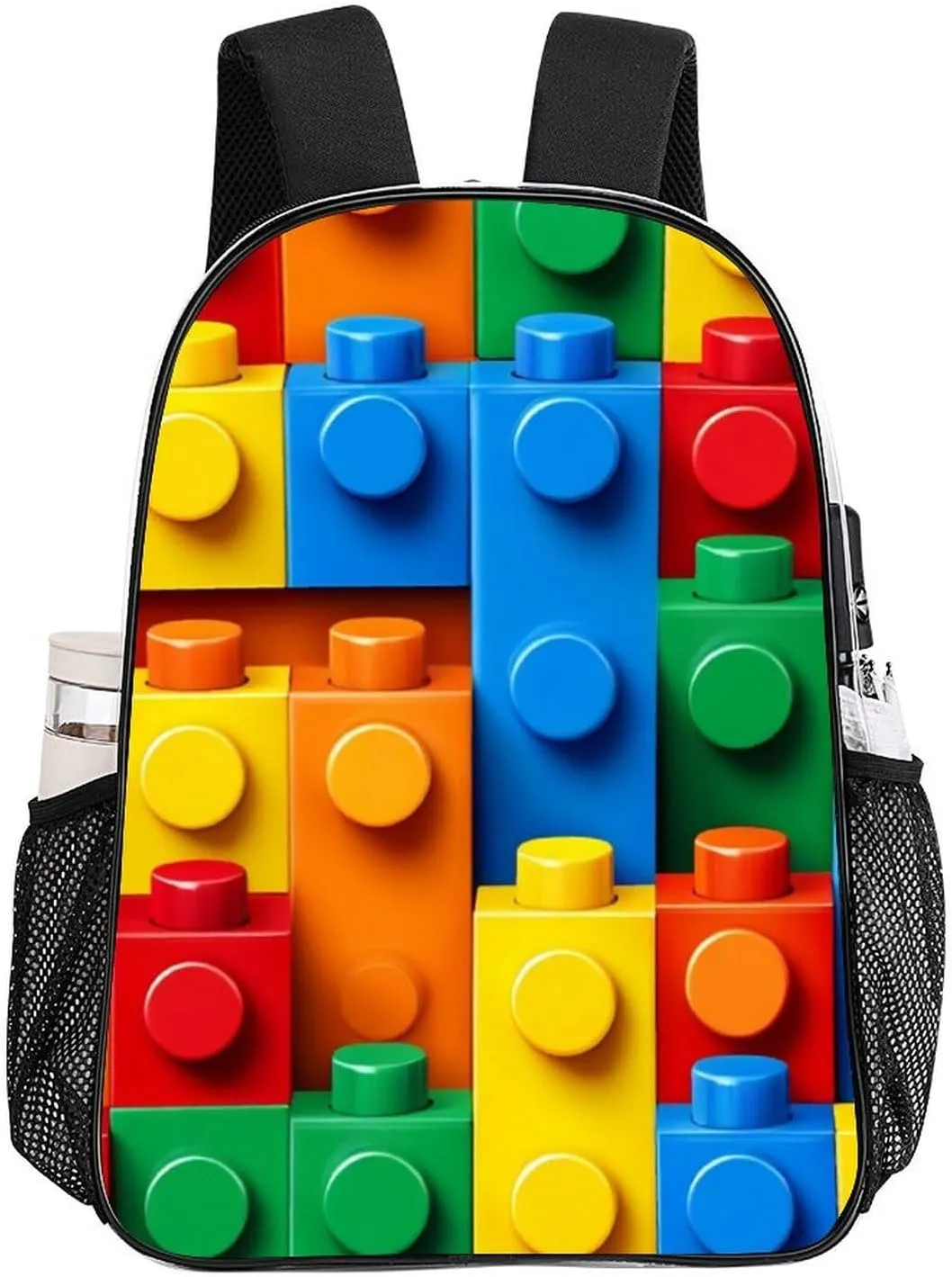 Supdreamc Transparent Daypack Backpack for Trekking Picnic Walking Cycling - Large Capacity Anti-Theft Multipurpose Shoulder Bag, Colorful Building Blocks Bricks Casual Daypack