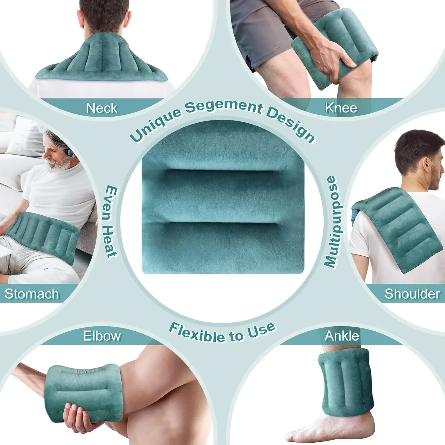 SuzziPad Microwavable Heating Pads for Reduce Discomfort, 7x16 Microwave Heated Pad for Soothing Neck and Shoulder Back Fatigue, Heatable Bag for Aches, Moist Hot Pack Heat Compress, Green