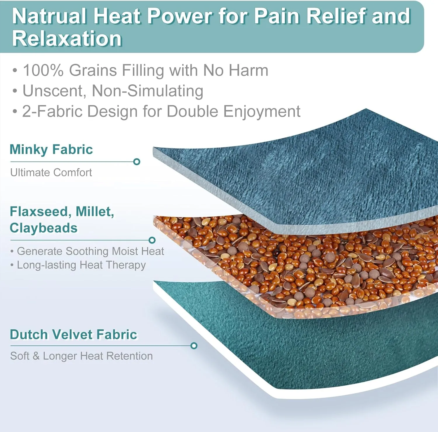 SuzziPad Microwavable Heating Pads for Reduce Discomfort, 7x16 Microwave Heated Pad for Soothing Neck and Shoulder Back Fatigue, Heatable Bag for Aches, Moist Hot Pack Heat Compress, Green