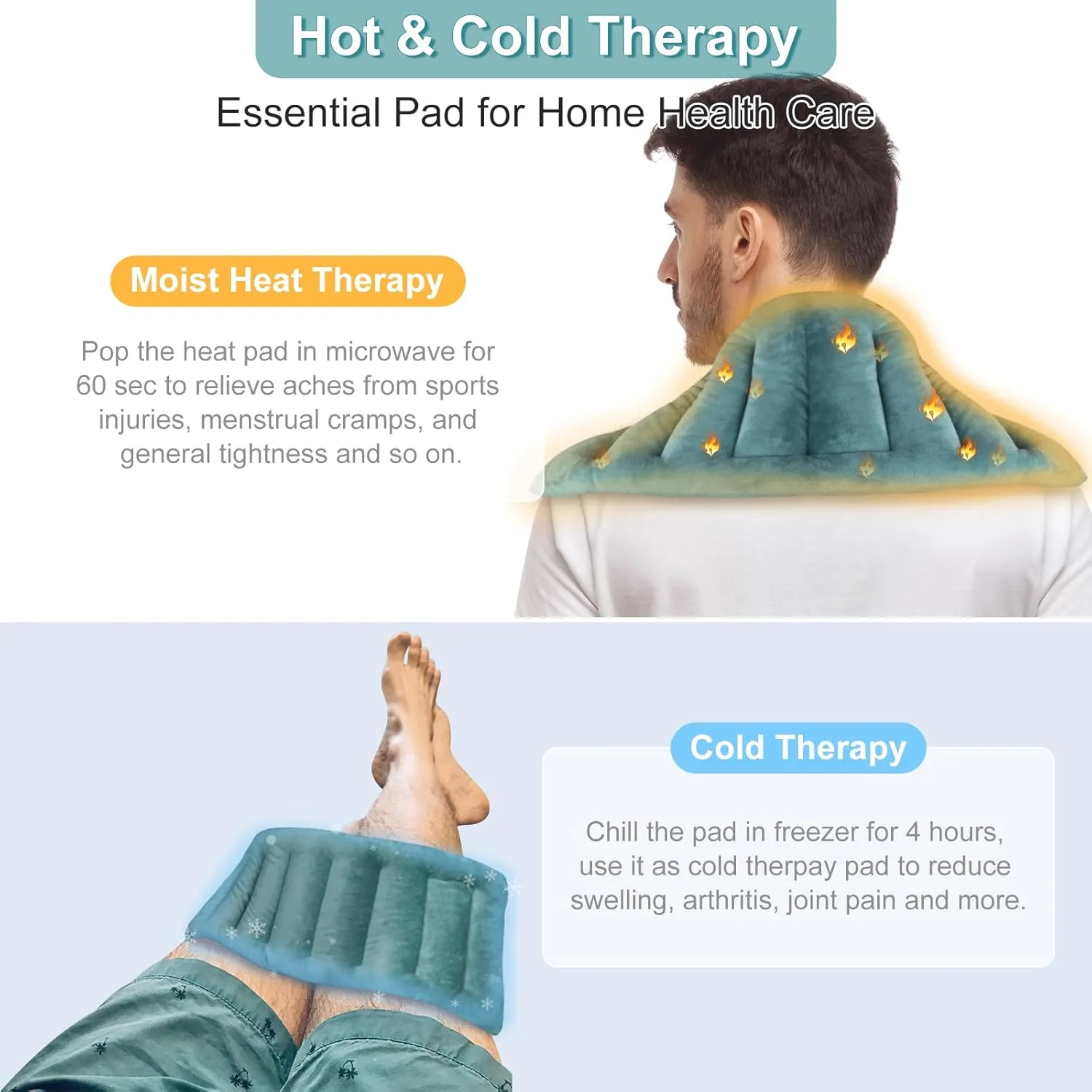 SuzziPad Microwavable Heating Pads for Reduce Discomfort, 7x16 Microwave Heated Pad for Soothing Neck and Shoulder Back Fatigue, Heatable Bag for Aches, Moist Hot Pack Heat Compress, Green