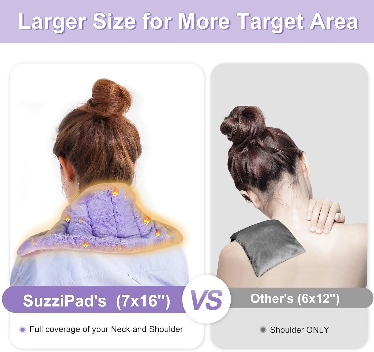 SuzziPad Microwave Heating Pad for Discomfort Reducing, 7x16 Microwavable Heated Pads, Muscle Ache, Soothing Fatigue for Neck and Shoulder, Bean Bag Moist Heat Pack, Warm Compress, Purple