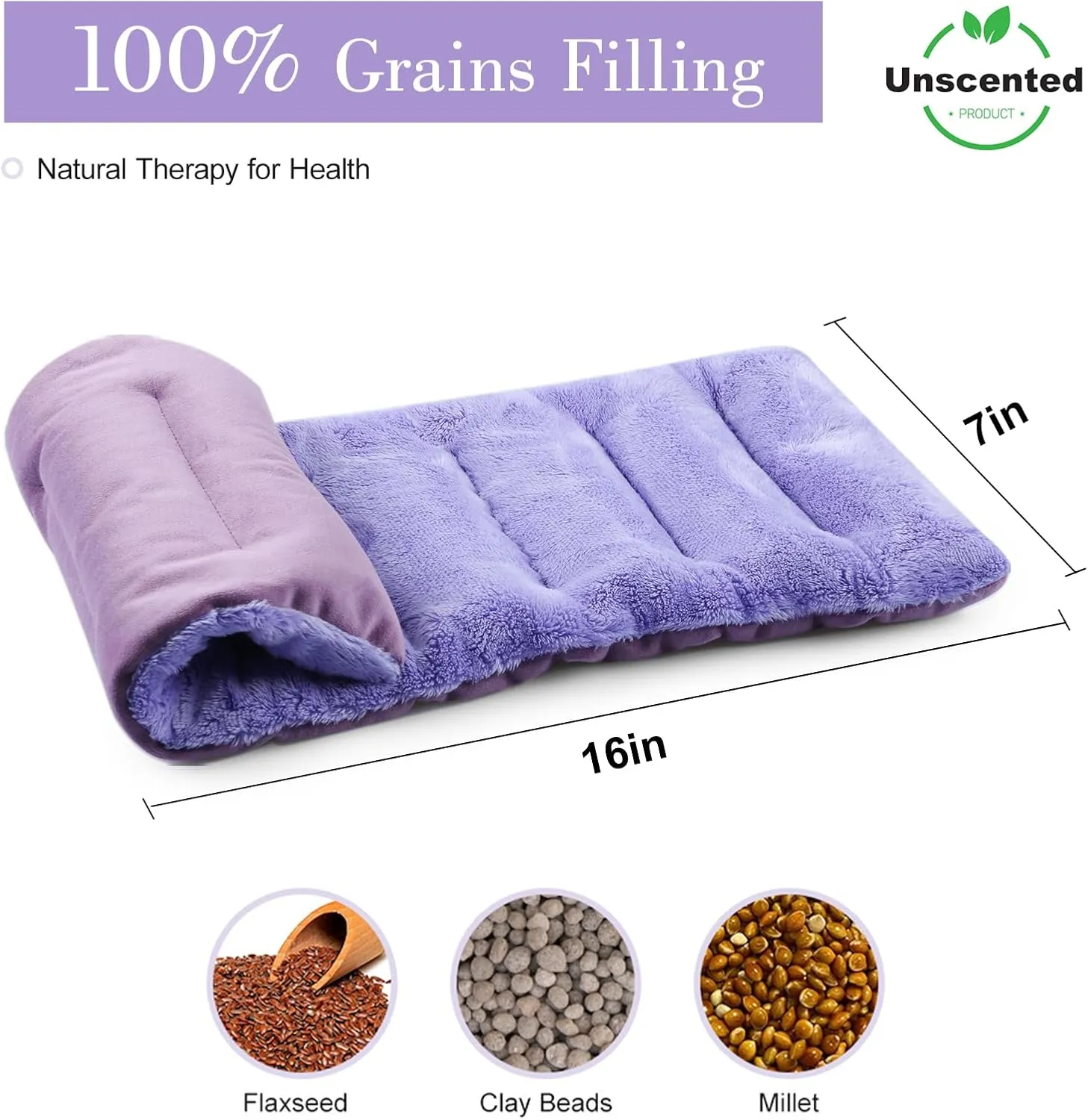 SuzziPad Microwave Heating Pad for Discomfort Reducing, 7x16 Microwavable Heated Pads, Muscle Ache, Soothing Fatigue for Neck and Shoulder, Bean Bag Moist Heat Pack, Warm Compress, Purple