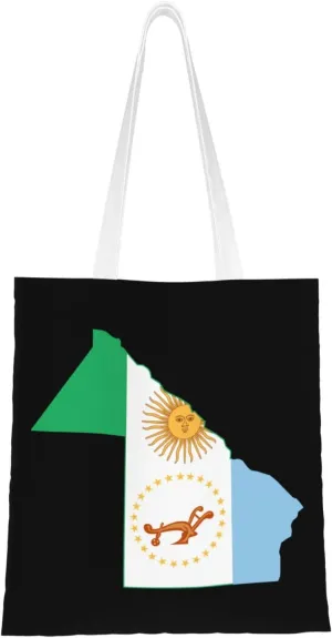Svg Flag Map of Chaco Tote Bag for Women Canvas Shopping Bags Reusable Large Capacity Casual Shoulder Handbags Grocery Bags DIY Gift Bags