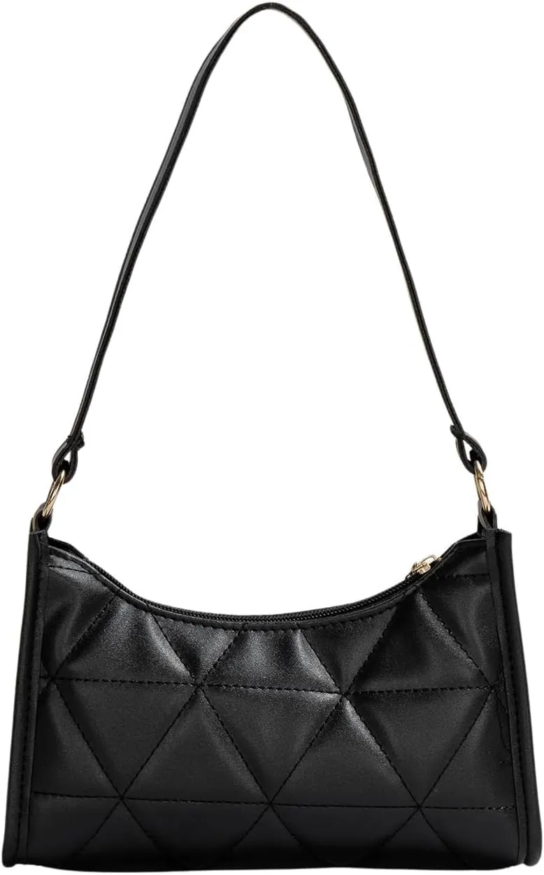 SweatyRocks Women's Geometric Quilted Handbag Minimalist Square Bags Clutch Purse Solid Shoulder Handbags