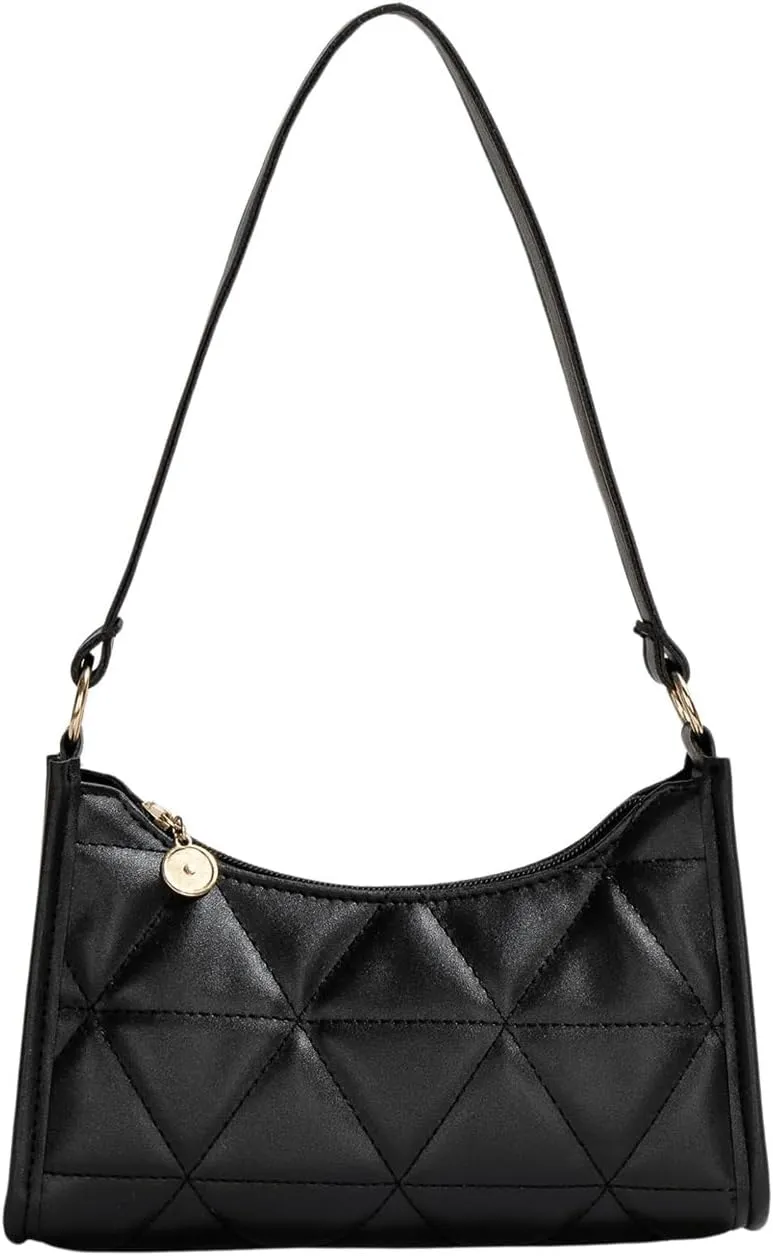 SweatyRocks Women's Geometric Quilted Handbag Minimalist Square Bags Clutch Purse Solid Shoulder Handbags