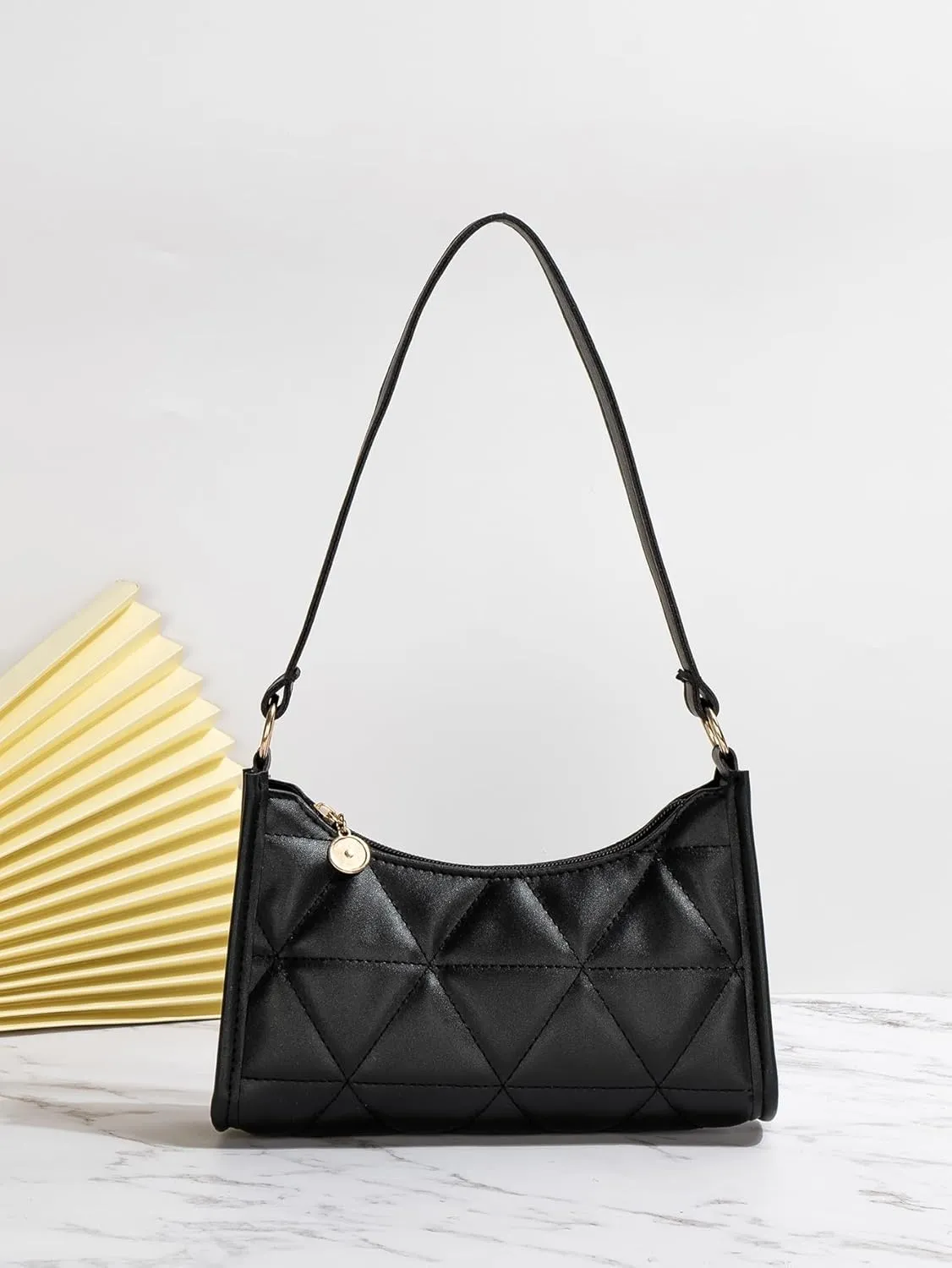 SweatyRocks Women's Geometric Quilted Handbag Minimalist Square Bags Clutch Purse Solid Shoulder Handbags