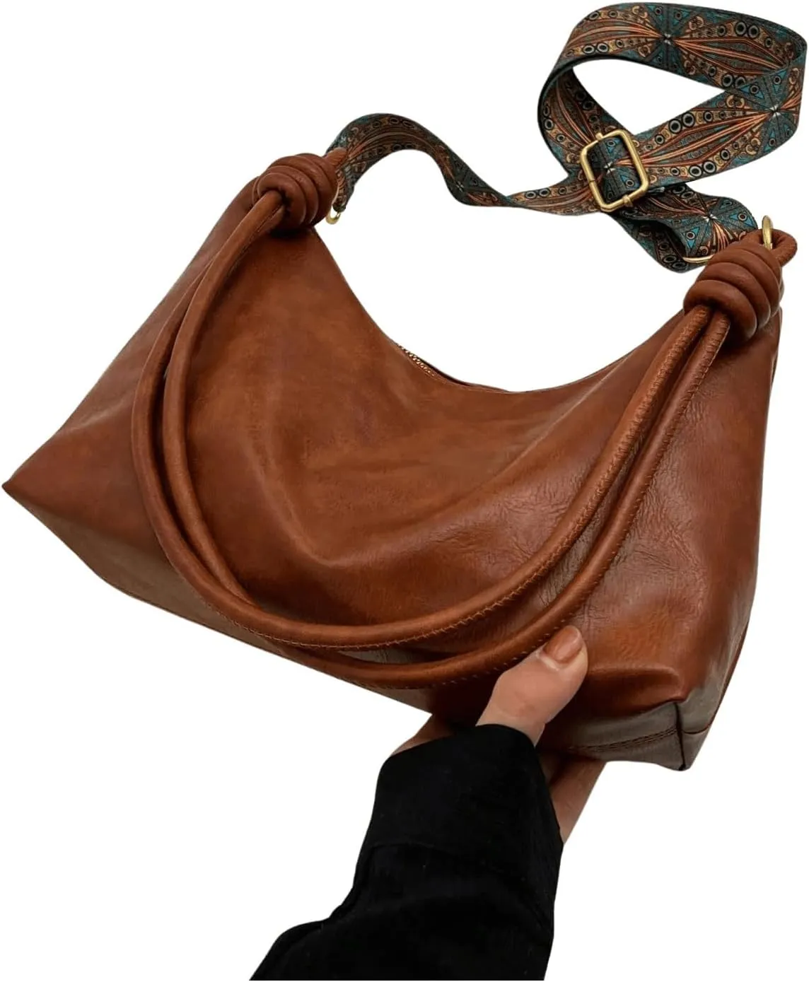 SweatyRocks Women's Minimalist Pu Leather Shoulder Handbag Medium Top Handle Hobo Bag with Zipper
