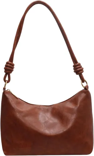 SweatyRocks Women's Minimalist Pu Leather Shoulder Handbag Medium Top Handle Hobo Bag with Zipper