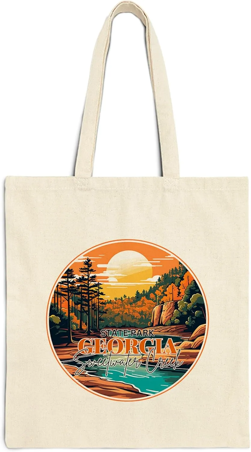 Sweetwater Creek State Park Georgia Cotton Tote Bag for Women Men Casual Tote Bag Cloth Canvas Shopping Bags with Handles Cute Bags Everyday Use 15" x 16" Aesthetic Gift ID44997