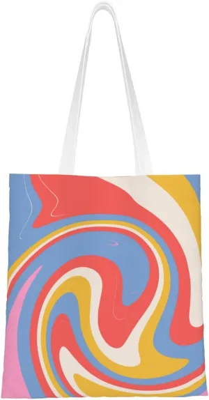 Swirling Seamless Diagram Tote Bag for Women Canvas Shopping Bags Reusable Large Capacity Casual Shoulder Handbags Grocery Bags DIY Gift Bags