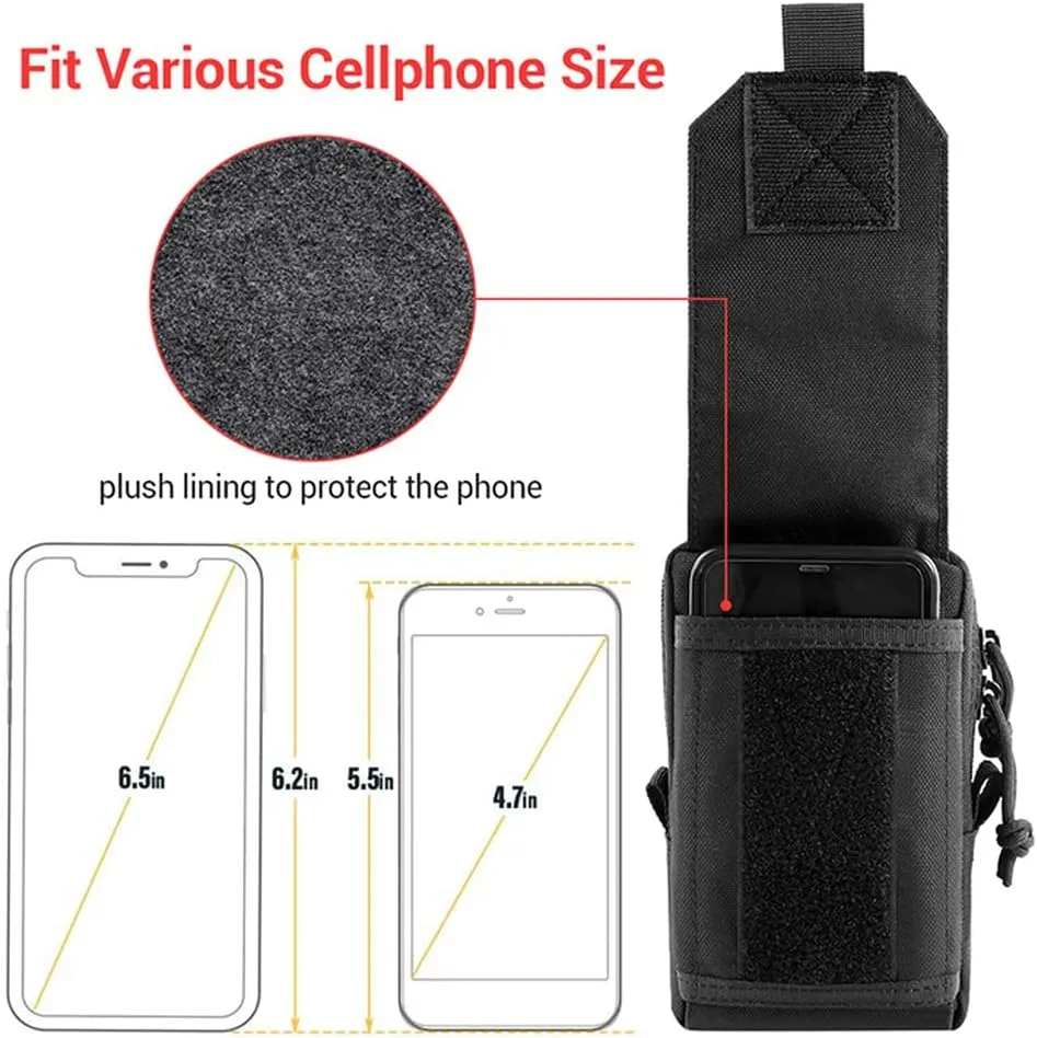 Tactical Molle Pouch Military Waist Bag Outdoor Men EDC Tool Bag Utility Gadget Organizer Vest Pack Purse Mobile Phone Case Hunting Compact Bag U.S.A Patch Carabiner Included