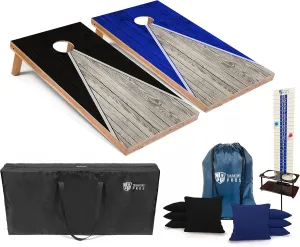 Tailgating Pros Pyramid Cornhole Board Set: Score Keeper, Bean Bags, and Carrying Case- 4'x2' Regulation Corn Hole Toss Game