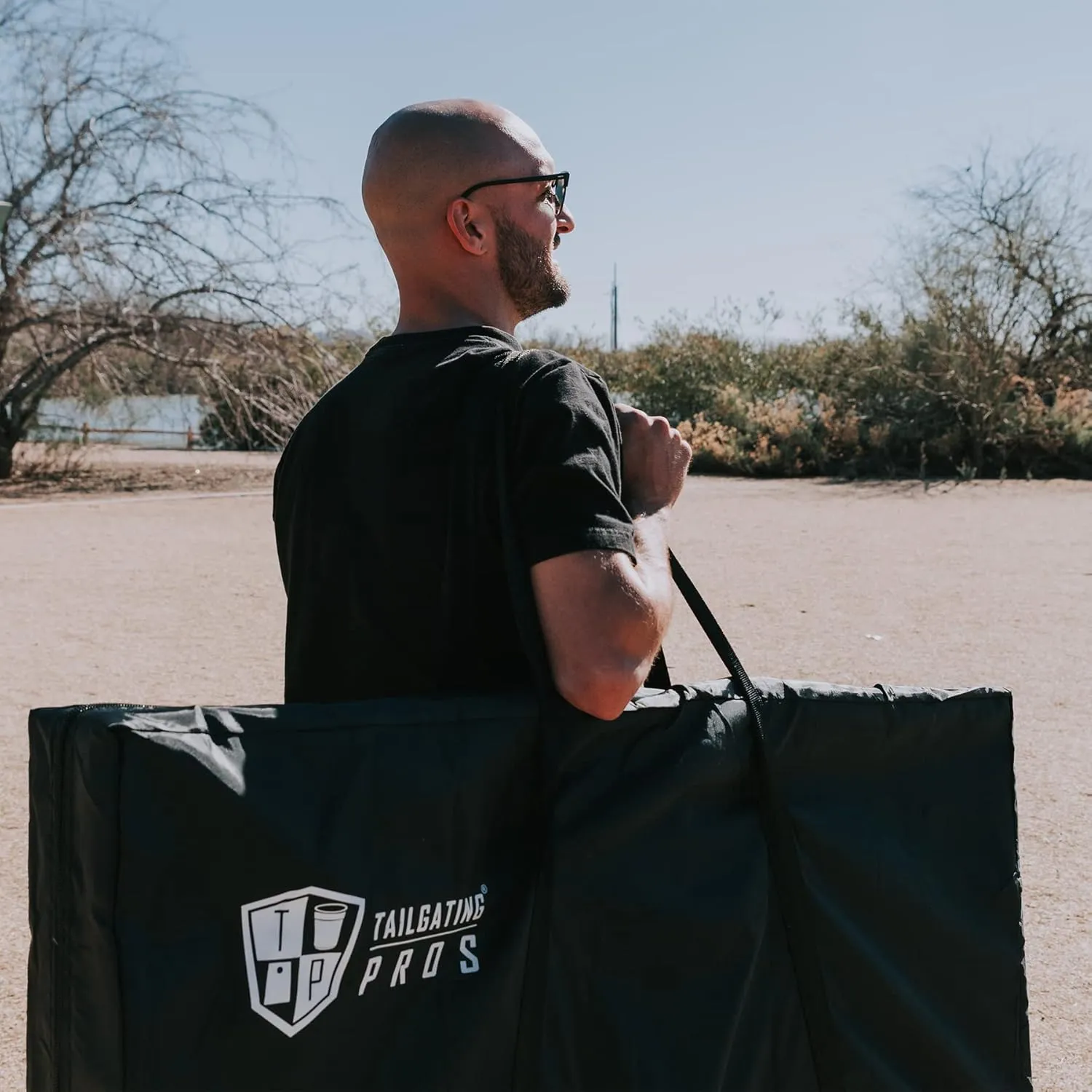 Tailgating Pros Pyramid Cornhole Board Set: Score Keeper, Bean Bags, and Carrying Case- 4'x2' Regulation Corn Hole Toss Game