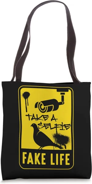 Take Selfie Fake Life Pigeon Camera Freedom Lying Deception Tote Bag