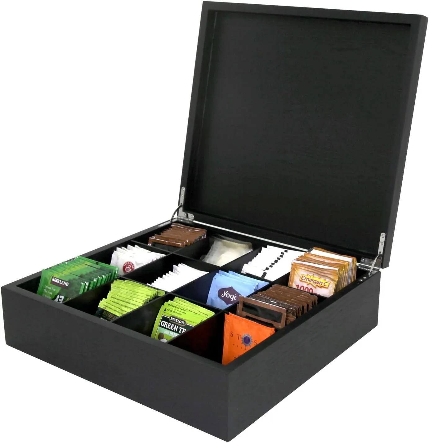 Tea Box Wood Storage Organizer Tea Bags 250 , 12 Compartments