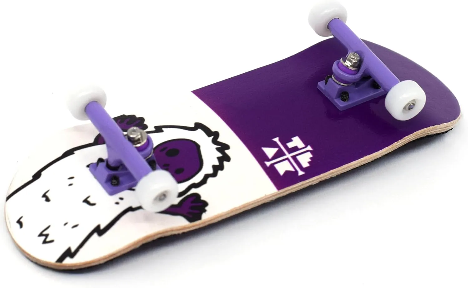 Teak Tuning 32mm Pro Fingerboard Heat Transfer Graphic Complete - Fully Assembled with Pro Level Parts - Pro Shaped Wood Deck (34x97mm), UltraSpin Wheels, Prodigy Trucks - Purple Yeti